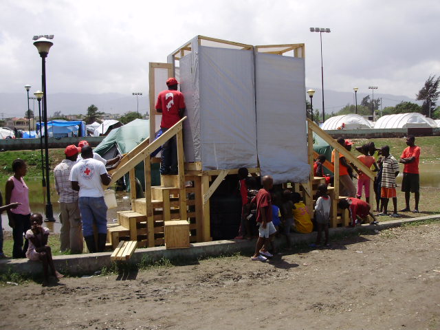 Emergency tent in a flood area